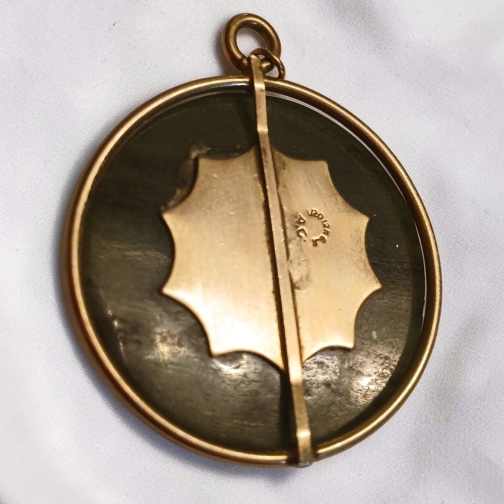Vntg Mid 20th Century V20/12K/GF Moss Agate Stone Pendant By A.C. Company - Picture 2 of 4